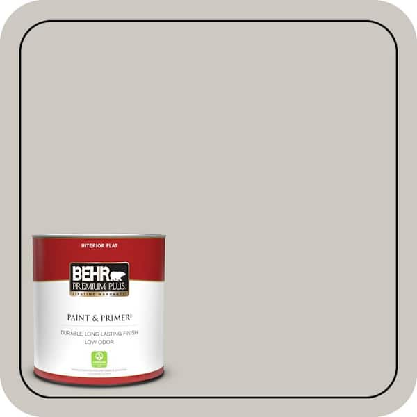BEHR PREMIUM PLUS 1 qt. Designer Collection #DC-008 Gratifying Gray Flat Low Odor Interior Paint & Primer (2)