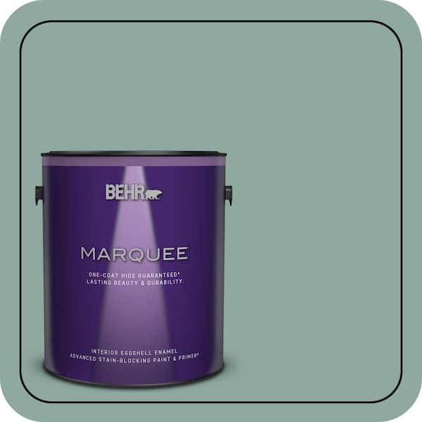 BEHR MARQUEE 1 gal. #S430-4 Green Meets Blue One-Coat Hide Eggshell Enamel Interior Paint & Primer (2)