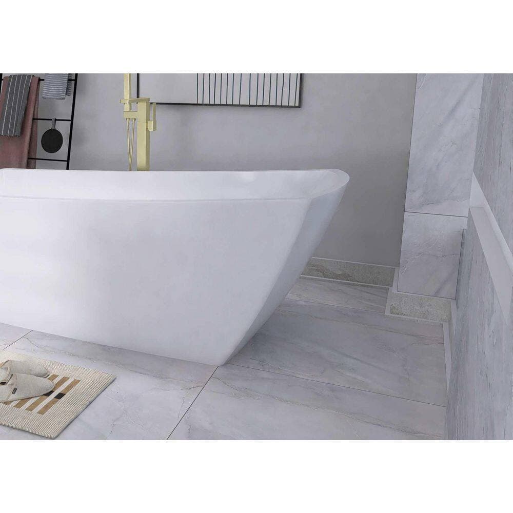 TIMELESS HOME 72 in. x 31 in. Soaking Bathtub with Left Drain in Glossy White with Brushed Gold Trim (2)
