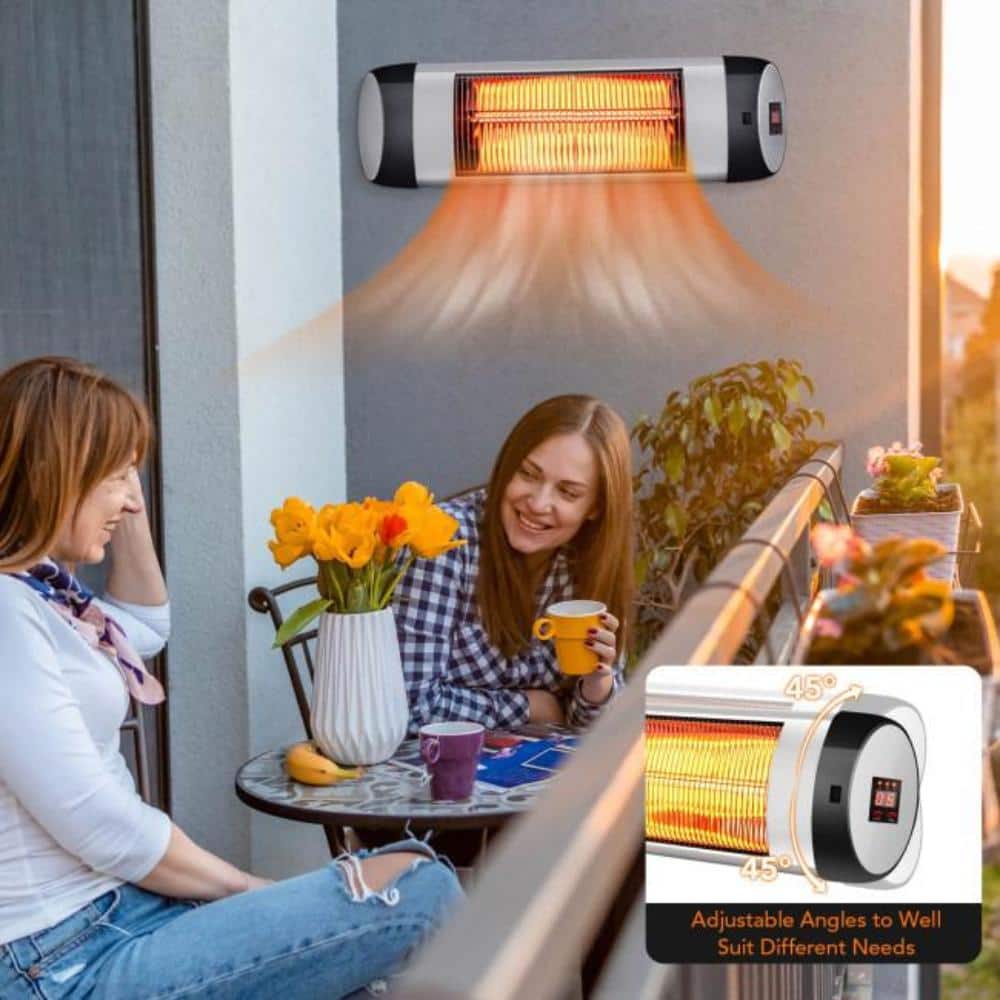 Lukvuzo 1500-Watt Aluminum Wall-Mounted Electric Heater Patio Infrared Radiant Heater with Remote Control (3)