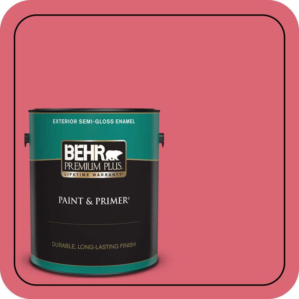 BEHR PREMIUM PLUS 1 Gal. #P150-5A Strawberry Taffy Semi-Gloss Enamel Exterior Paint and Primer