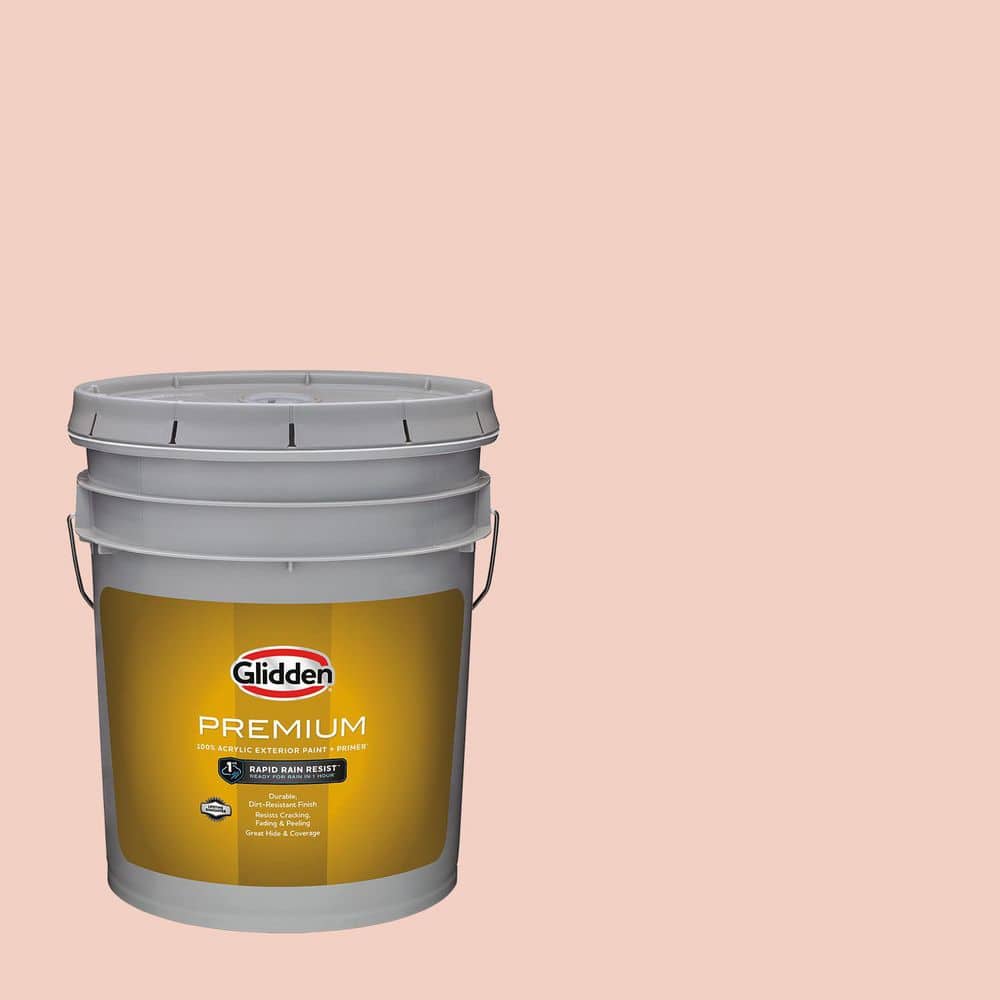 Glidden Premium 5 gal. PPG1063-3 Pale Coral Flat Exterior Latex Paint (1)