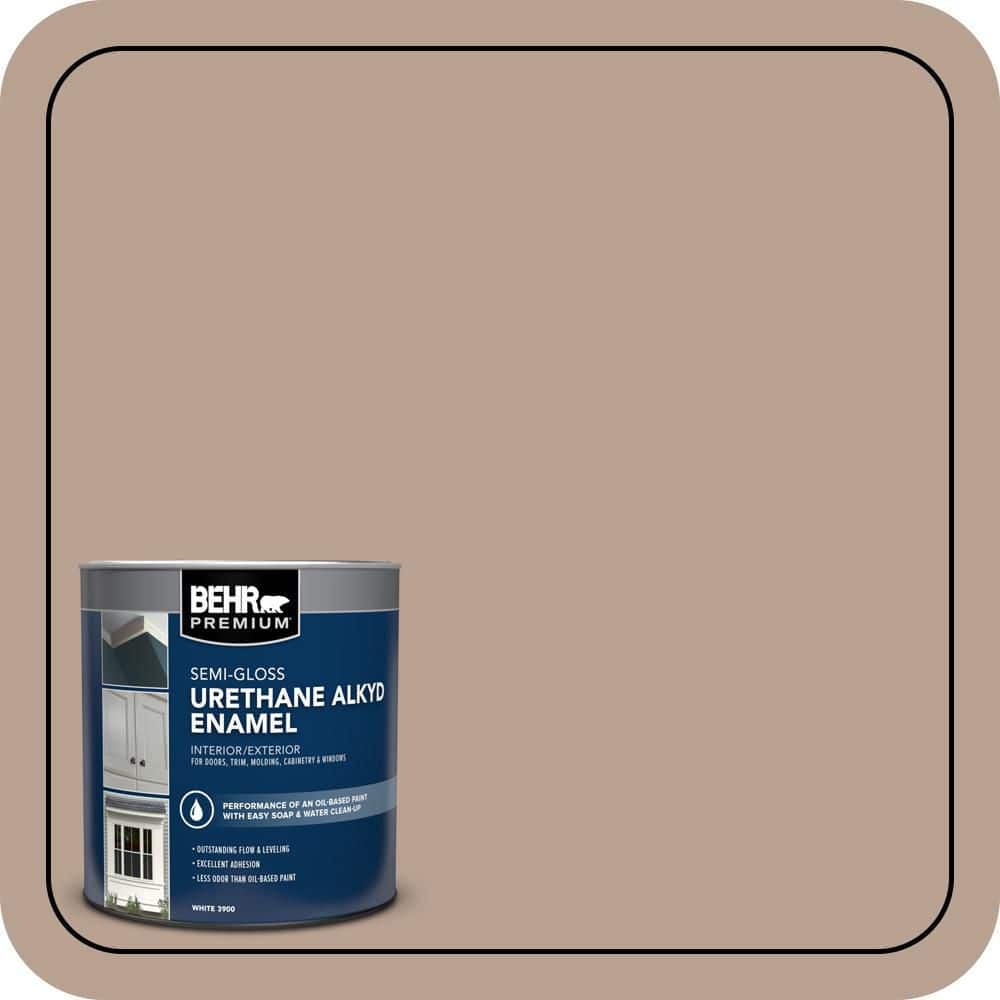 BEHR PREMIUM 1 qt. #AE-3 Earthy Tan Semi-Gloss Enamel Urethane Alkyd Interior/Exterior Paint (1)