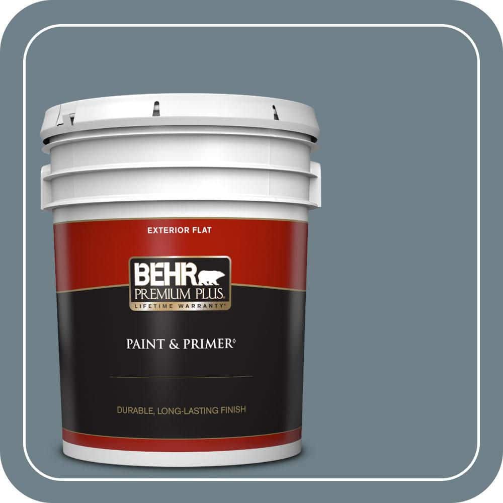 BEHR PREMIUM PLUS 5 gal. #PPU13-04 Atlantic Shoreline Flat Exterior Paint & Primer