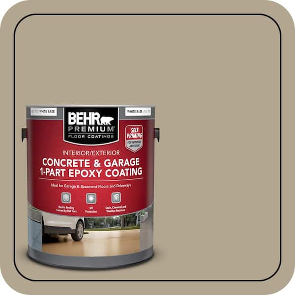 BEHR PREMIUM 1 gal. #PPU7-22 Safari Vest Self-Priming 1-Part Epoxy Satin Interior/Exterior Concrete and Garage Floor Paint (2)