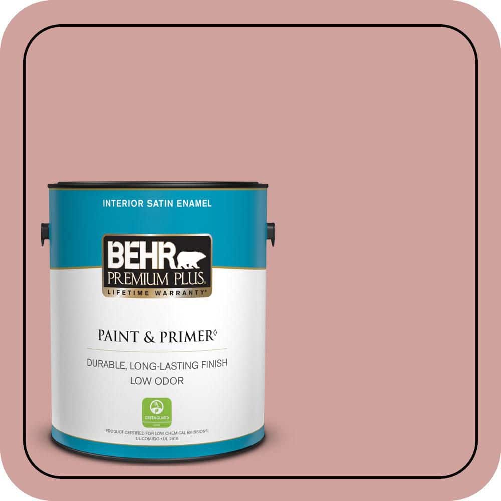 BEHR PREMIUM PLUS 1 gal. #S150-3 Rose Pottery Satin Enamel Low Odor Interior Paint & Primer