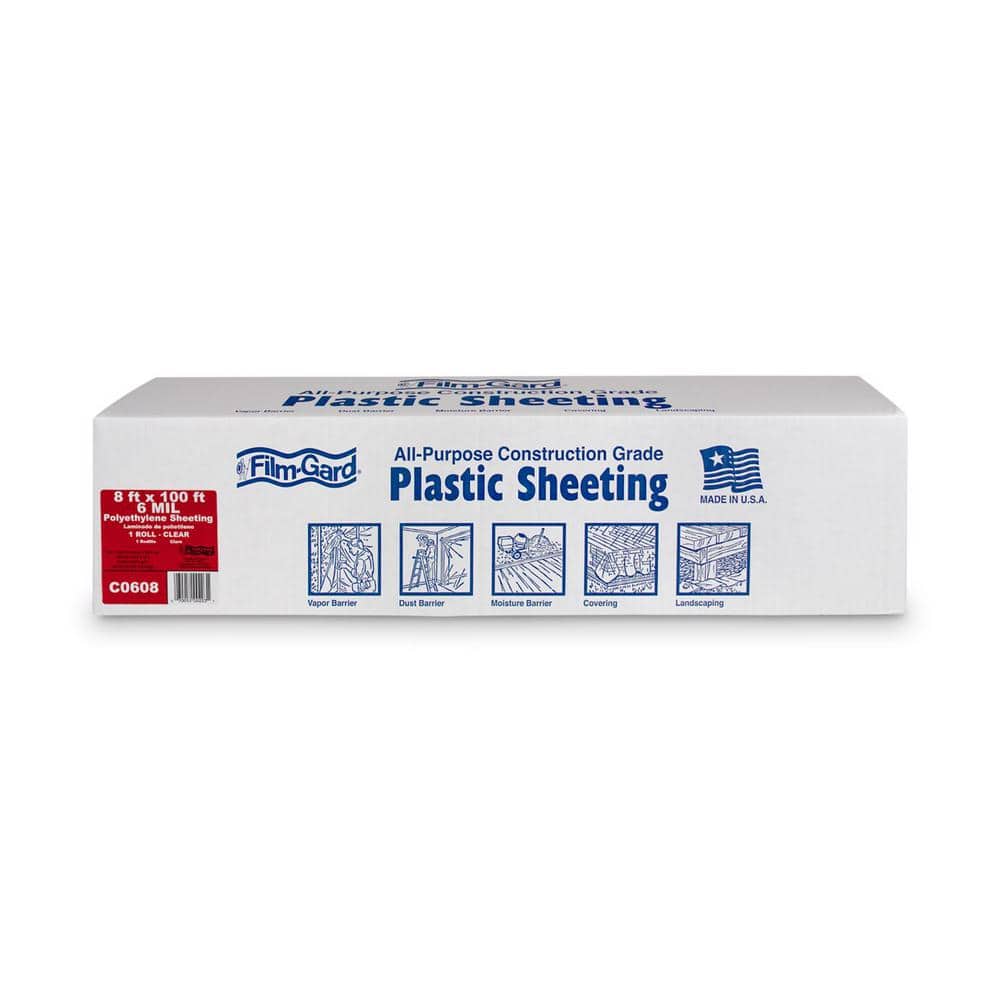 Film-Gard 8 ft. x 100 ft. x 6 mil Clear Plastic Sheeting