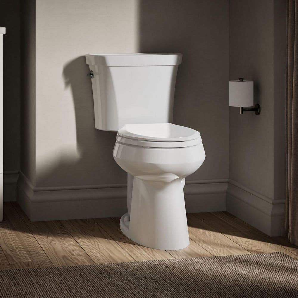 KOHLER Highline 10 in. Rough In 2-Piece 1.1 GPF Dual Flush Elongated Toilet in White Seat Not Included (1)
