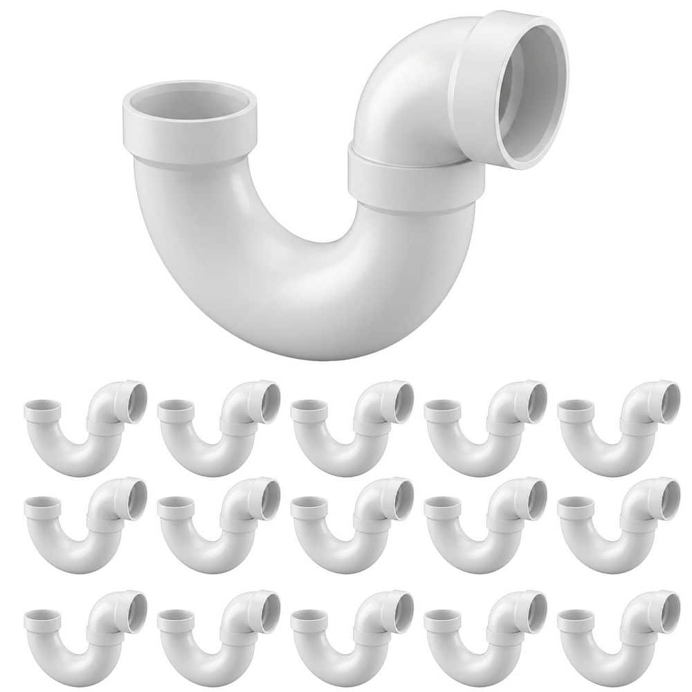 PLUMBFLEX 2 in. PVC DWV P-Trap w/ Solvent Weld Joint H x H, White Rigid PVC Drain, Waste & Vent Fitting, (20 Pack) (1)