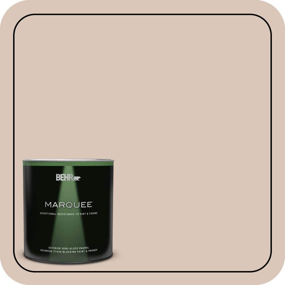 BEHR MARQUEE 1 qt. #MQ3-38 Suede Beige Semi-Gloss Enamel Exterior Paint & Primer