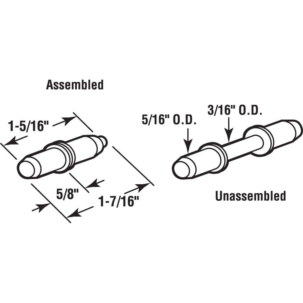Prime-Line 1-7/16 in. White Nylon Storm Door Hinge Pin Kit with Pins and Bushings (6-sets) (2)