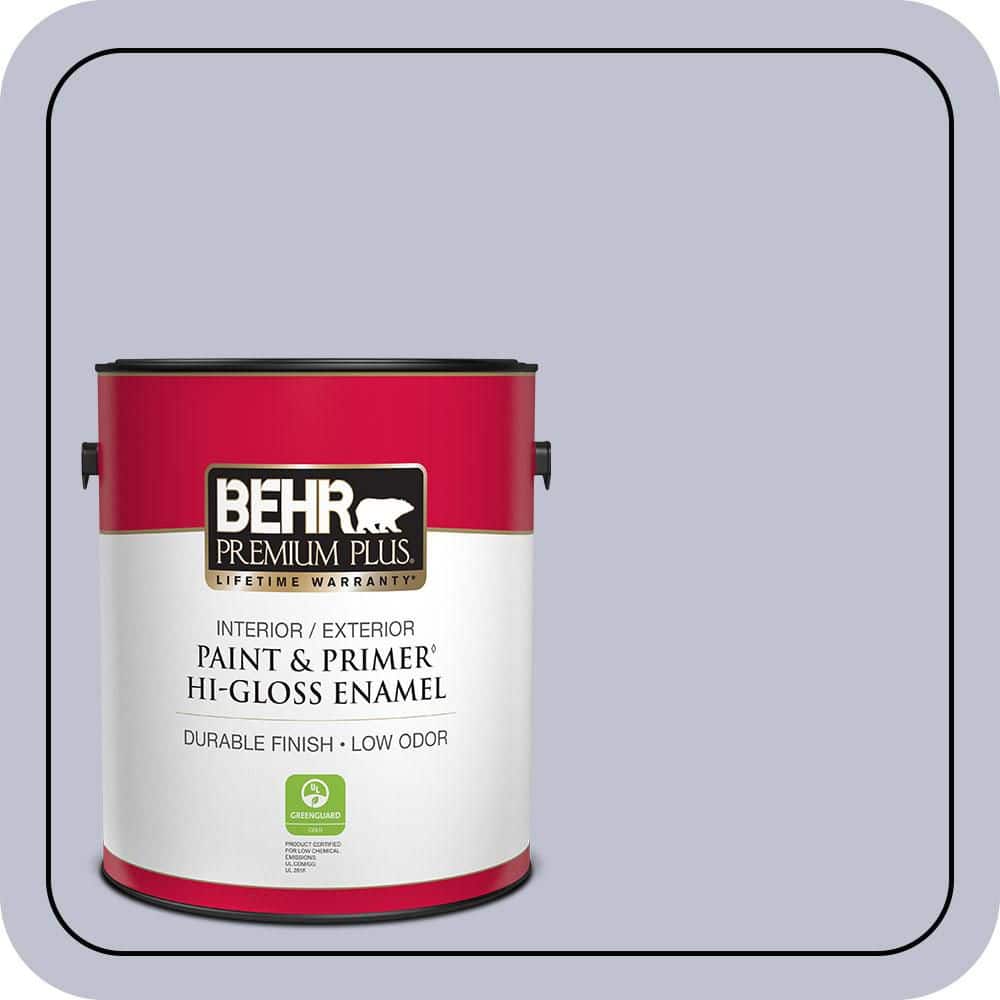 BEHR PREMIUM PLUS 1 gal. #S550-2 Powder Lilac Hi-Gloss Enamel Interior/Exterior Paint & Primer