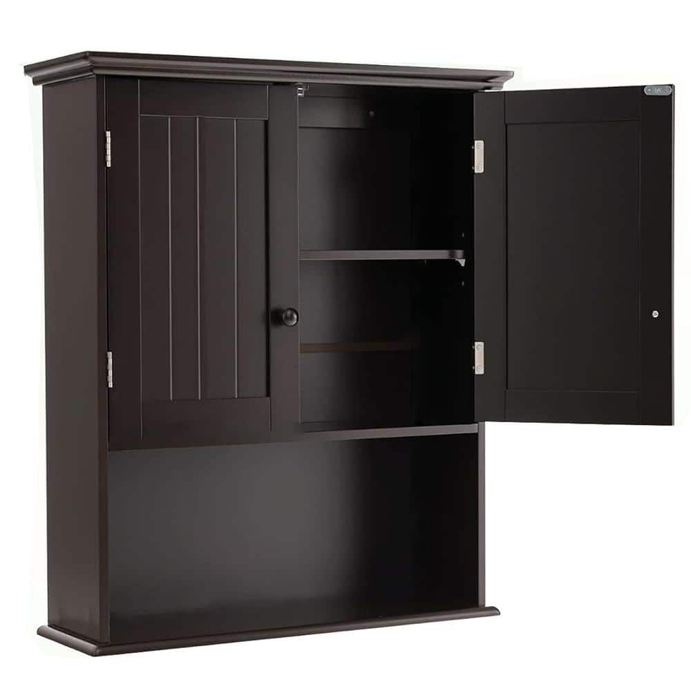 Bunpeony 23.5 in. W x 7.5 in. D x 28 in. H Bathroom Storage Wall Cabinet in Brown (2)