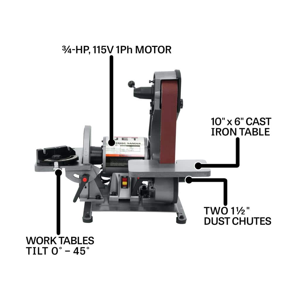 Jet 3/4 HP 2 in. x 42 in. Benchtop Belt and 8 in. Disc Sander, 115-Volt J-41002 (2)