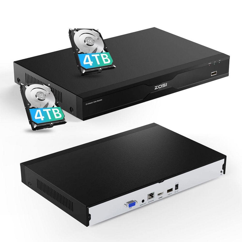 ZOSI 32-Channel NVR with 8TB HDD for Security System, Only Work with Same Brand 3MP to 8MP IP Cameras, NO PoE Port