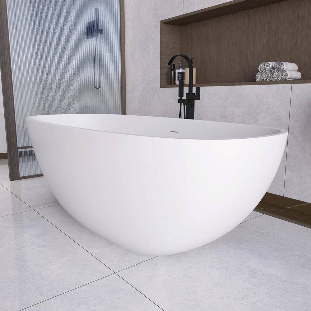 JimsMaison 29.5 in. Solid Surface Freestanding Soaking Bathtub with Center Drain (3)