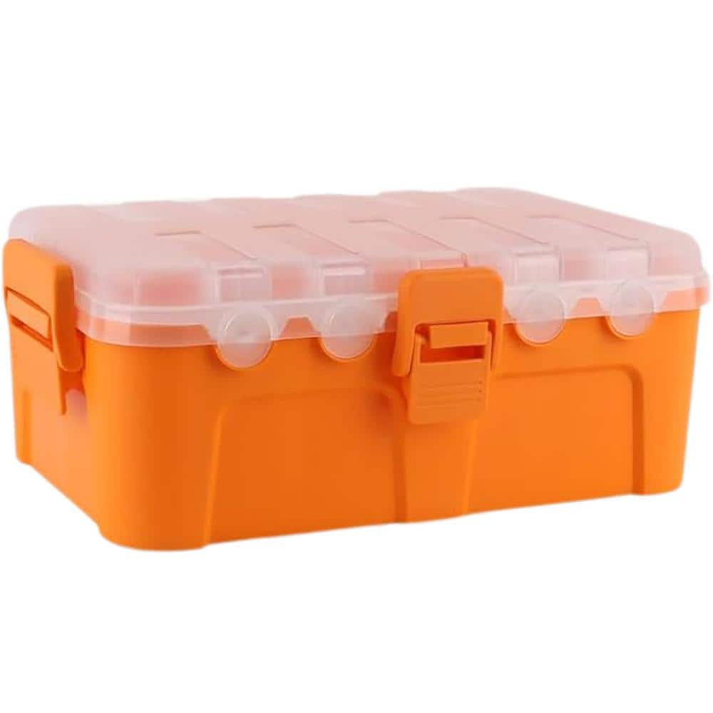 Ahfiwaso 12.5in. L x 8.5in. W x 5in. H IP54 Waterproof Electrical Box w/Transparent Lid Clear Cover 6 Cable Entry Ports, Orange