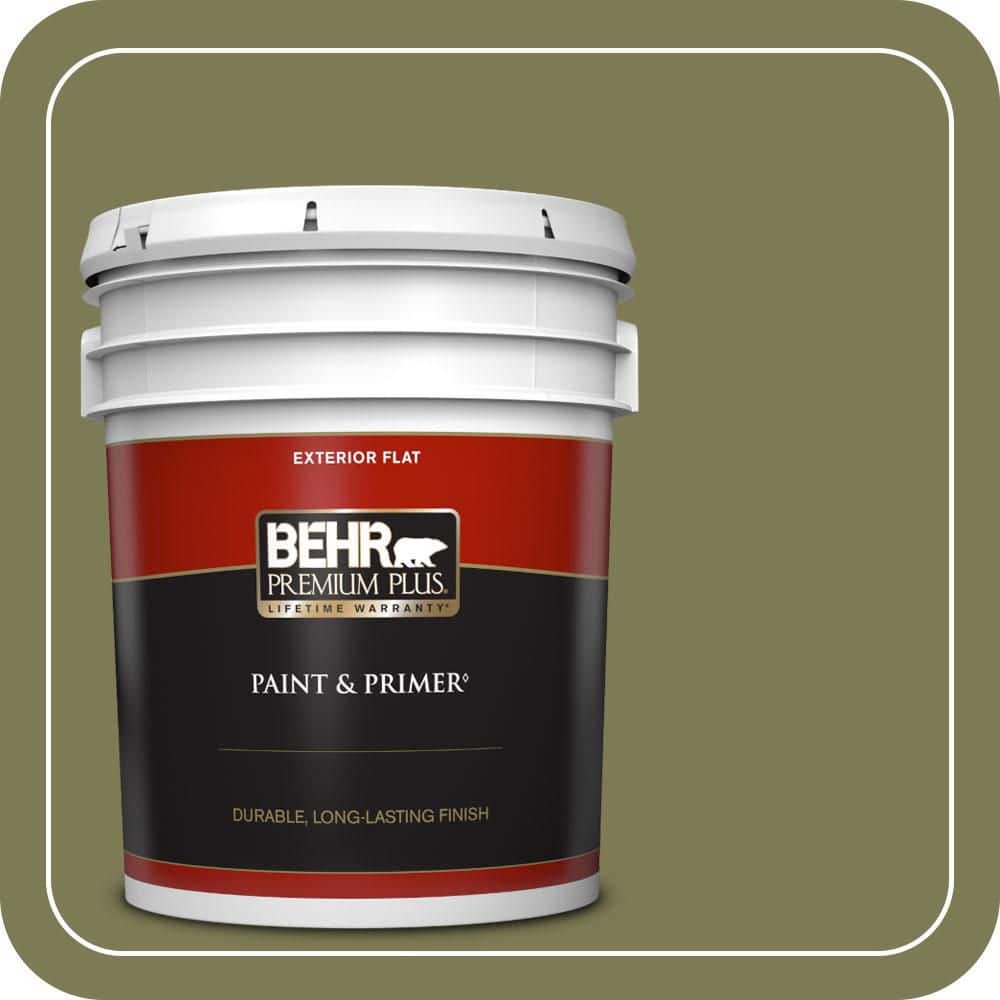 BEHR PREMIUM PLUS 5 gal. #S370-6 Seaweed Salad Flat Exterior Paint & Primer