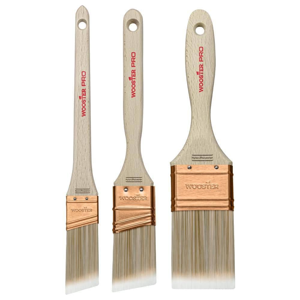 Wooster 1 in. Pro Thin Angle Sash, 1-1/2 in. Angle Sash, 2 in. Multisize Brush Pack (3-Pack) (4)