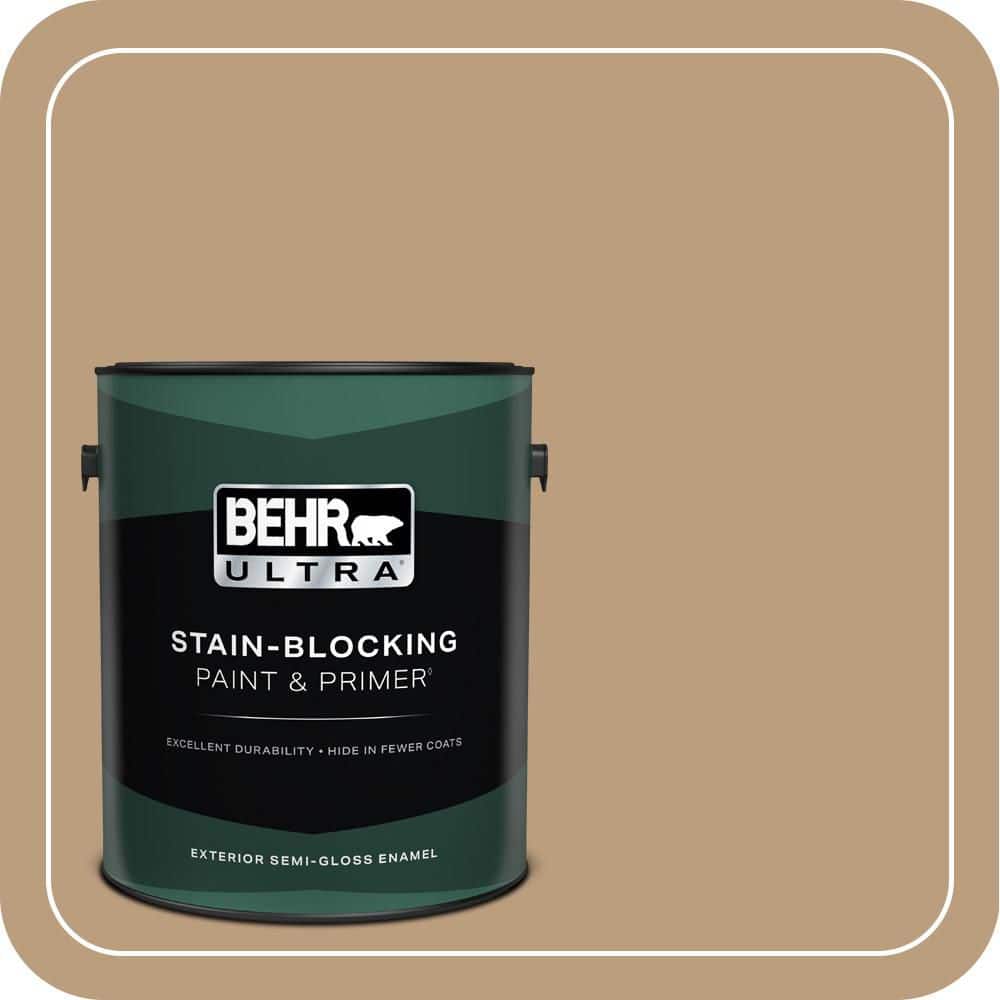 BEHR ULTRA 1 gal. #PPH-11 Cardboard Color Semi-Gloss Enamel Exterior Paint & Primer
