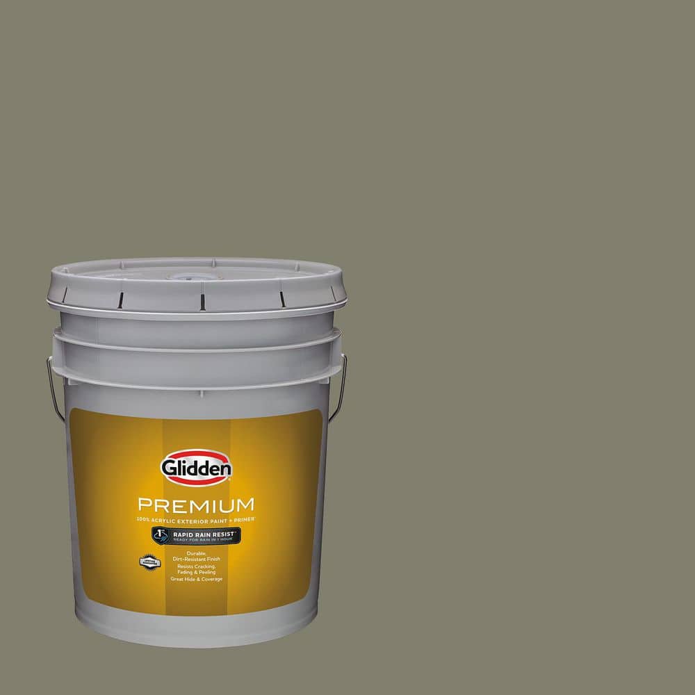 Glidden Premium 5 gal. PPG1028-5 Autumn Gray Semi-Gloss Exterior Latex Paint