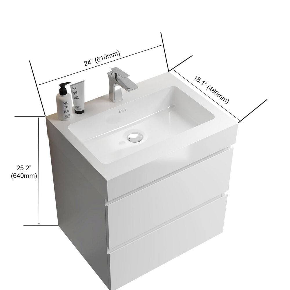 Noble House Journey Modern 23.7 in. Floating Bath Vanity Cabinet without Top with 2 Drawers, Assembled (4)