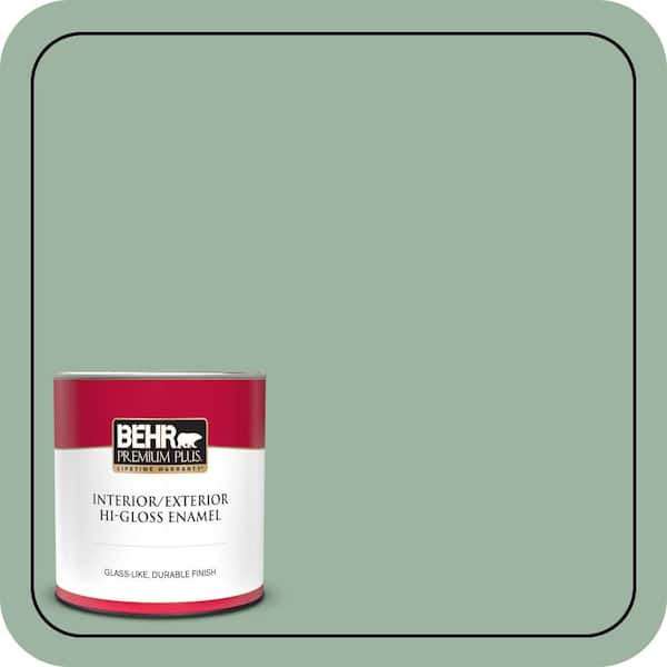 BEHR PREMIUM PLUS 1 qt. #S410-4 Copper Patina Hi-Gloss Enamel Interior/Exterior Paint & Primer (2)