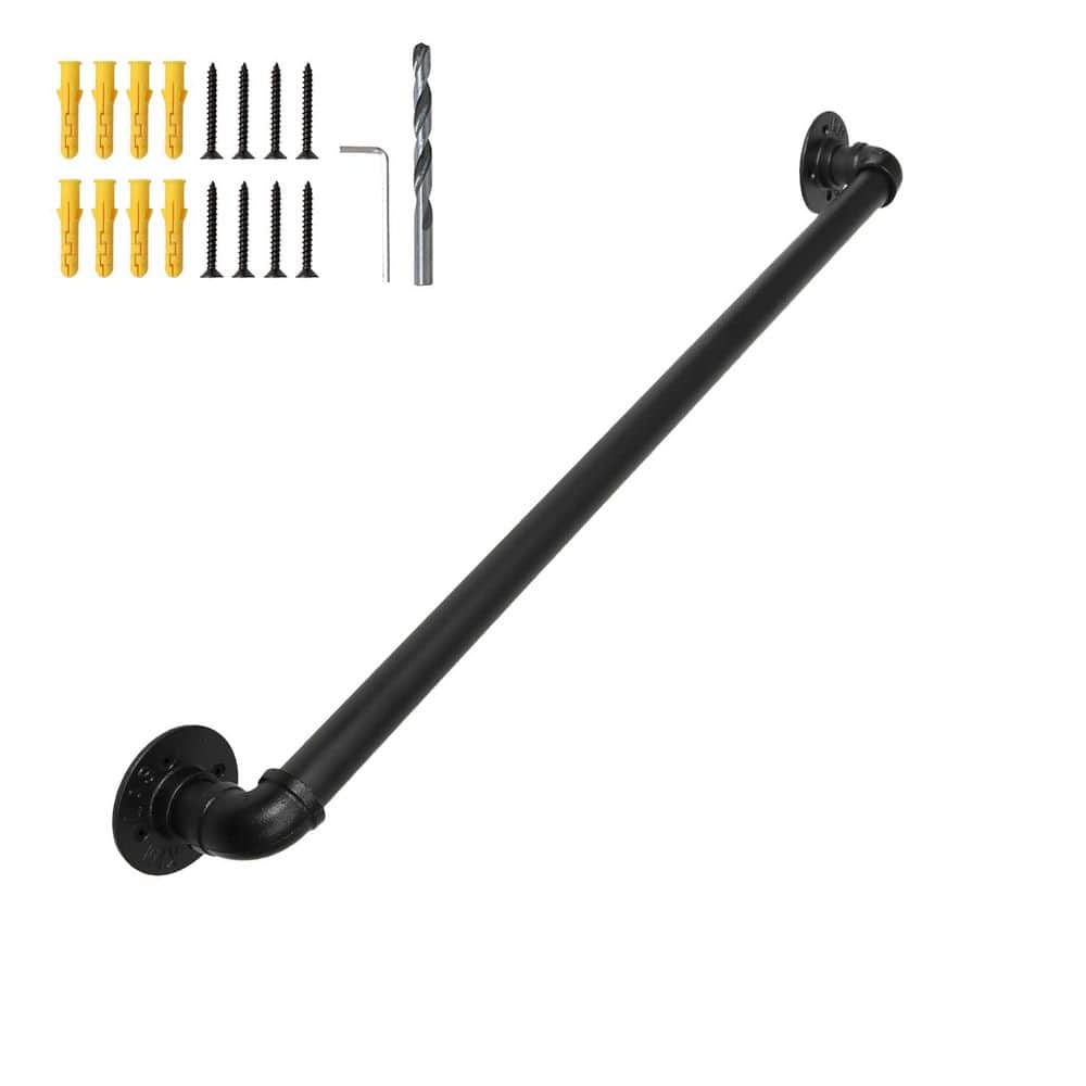 Afoxsos 3.3 ft. Galvanized Steel Metal Pipe Non-Slip Indoor Outdoor Wall Stair Handrail for Steps Stairs Porch Deck (1)