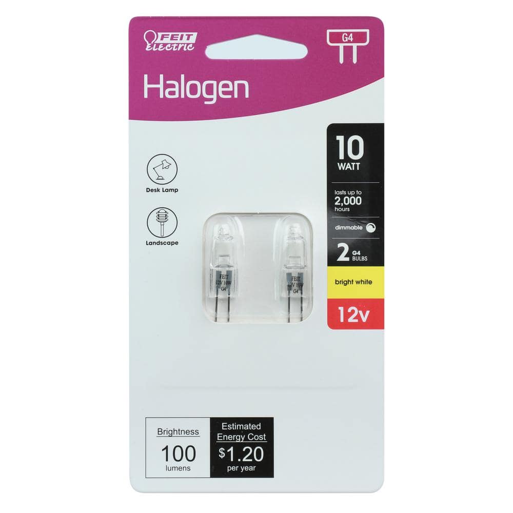 Feit Electric 10-Watt Bright White (2800K) T3 G4 Bi-Pin 12-Volt Dimmable Landscape Garden Halogen Light Bulb (2-Pack) (4)