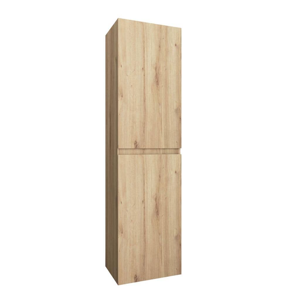 Unbranded 16 in. W x 12 in. D x 60 in. H Bathroom Storage Wall Cabinet in Natural Oak