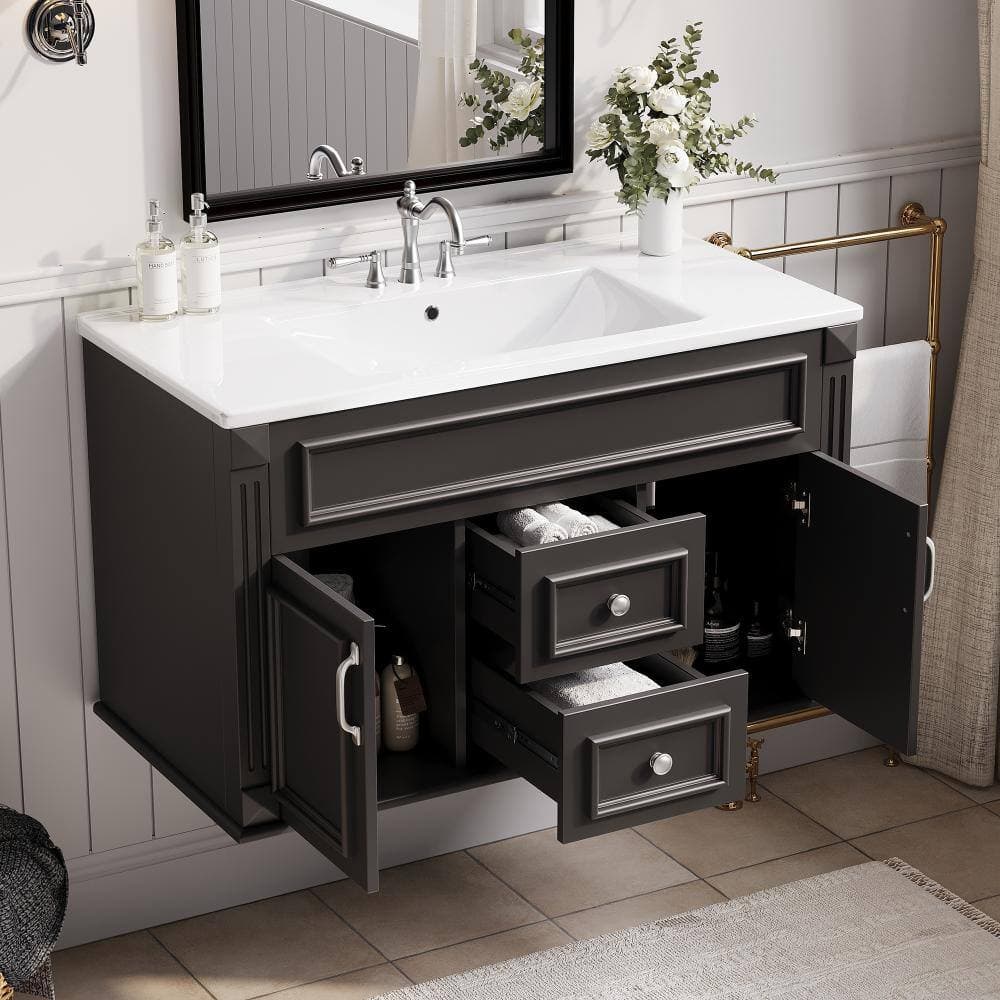 Flynama 36in French Style Wall Mount Bathroom Vanity with Sink & Drawers (2)