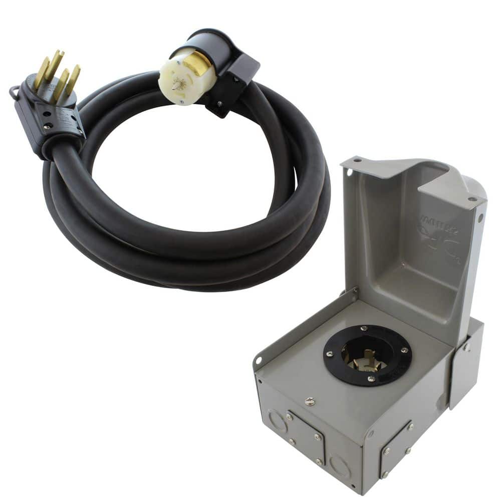 AC WORKS 50A Emergency Power Kit with SS2-50 Inlet Box & 10ft Power Cord