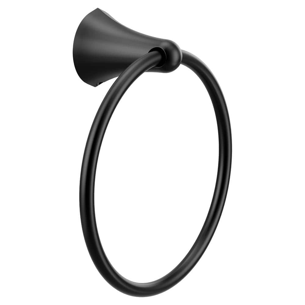 MOEN Hollyn 3-Piece Bath Hardware Set with 24 in. Towel Bar, Paper Holder and Towel Ring in Matte Black (3)
