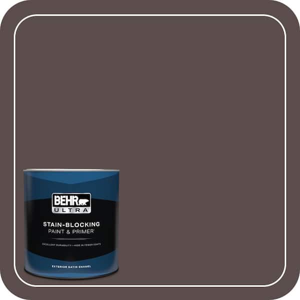 BEHR PREMIUM PLUS #ECC-28-3 Charred Hickory Flat Interior/Exterior Paint & Primer Color Sample (3)