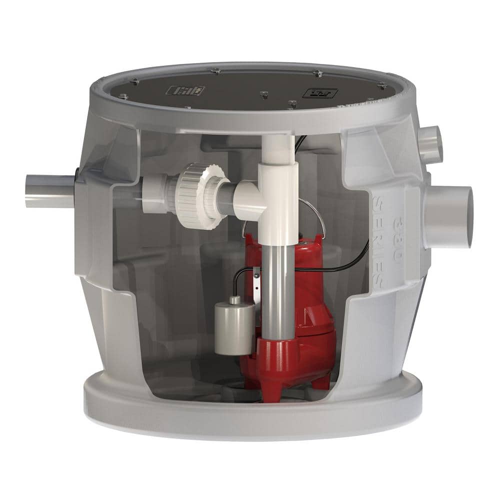 Liberty Pumps Pro380 1/2 HP Submersible Pre-Assembled Simplex Sewage System with LE51 Pump 24 in. x 24 in. Polyethylene Side Discharge
