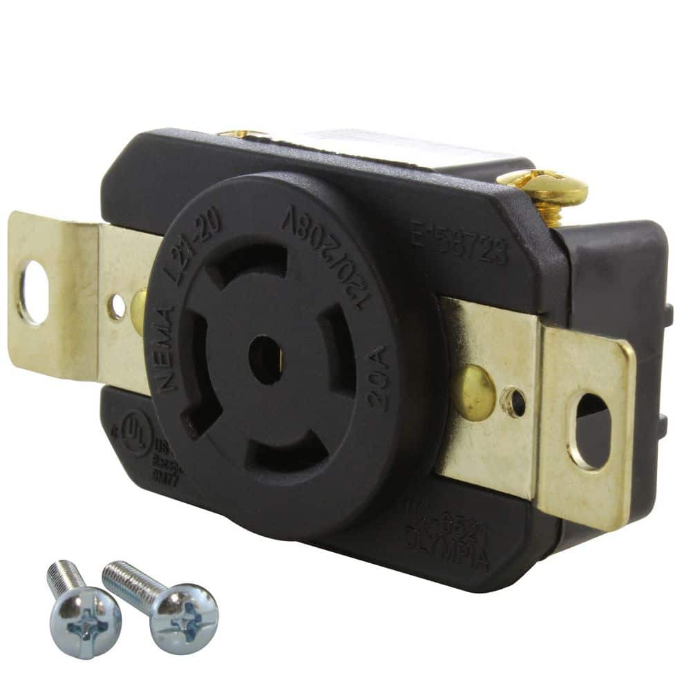 AC WORKS 20A 120/208V NEMA L21-20R Flush Mount Locking Industrial Grade Outlet (1)