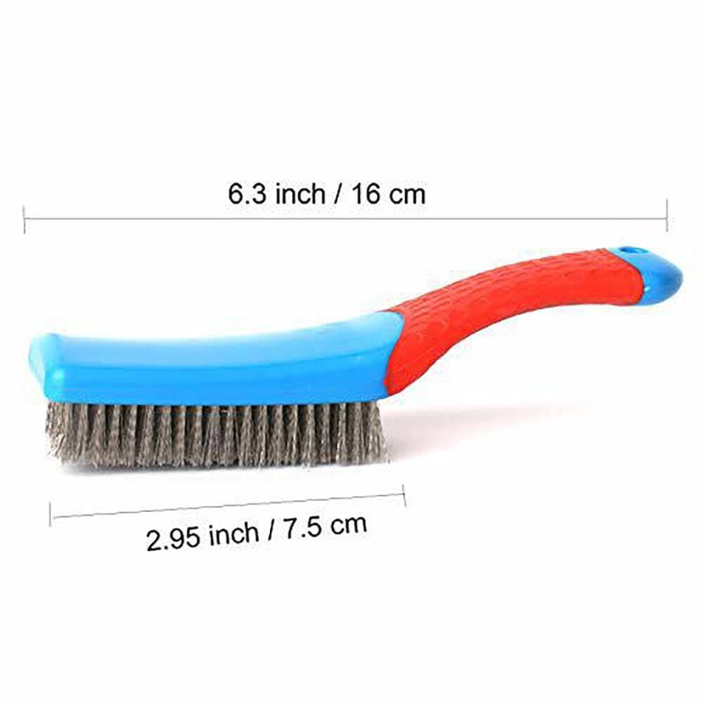 Unbranded Stainless Steel Wire Brush 15.5x3.5cm for Rust Removal and Concrete Cleaning with Ergonomic Silicone Handle (3)