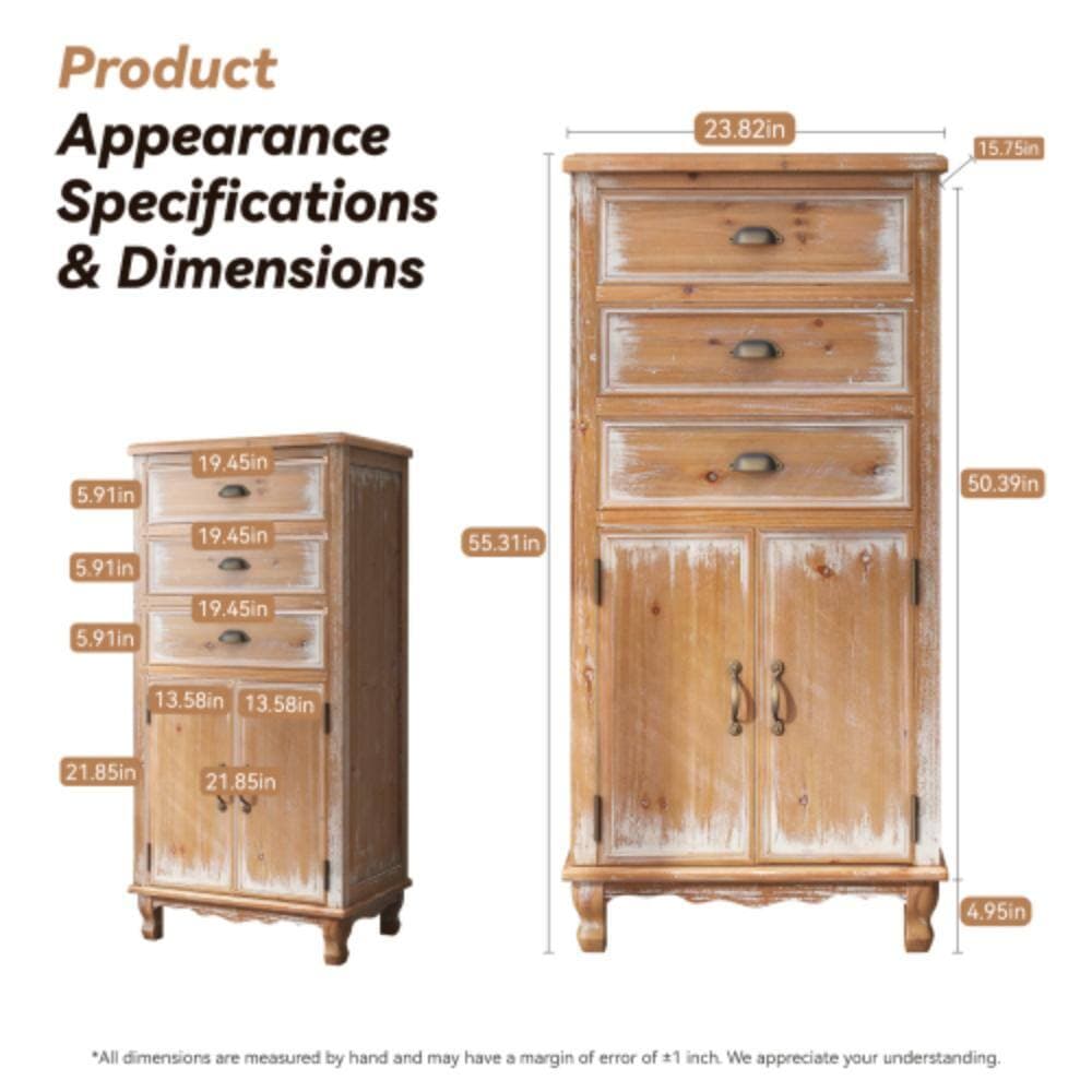 Unbranded 23.82 in. W x 15.75 in. D x 50.79 in. H Bathroom Brown Linen Cabinet (2)