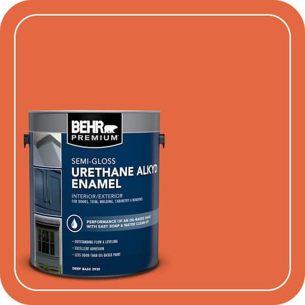 BEHR PREMIUM 1 gal. #P190-6 Emergency Zone Urethane Alkyd Semi-Gloss Enamel Interior/Exterior Paint (2)