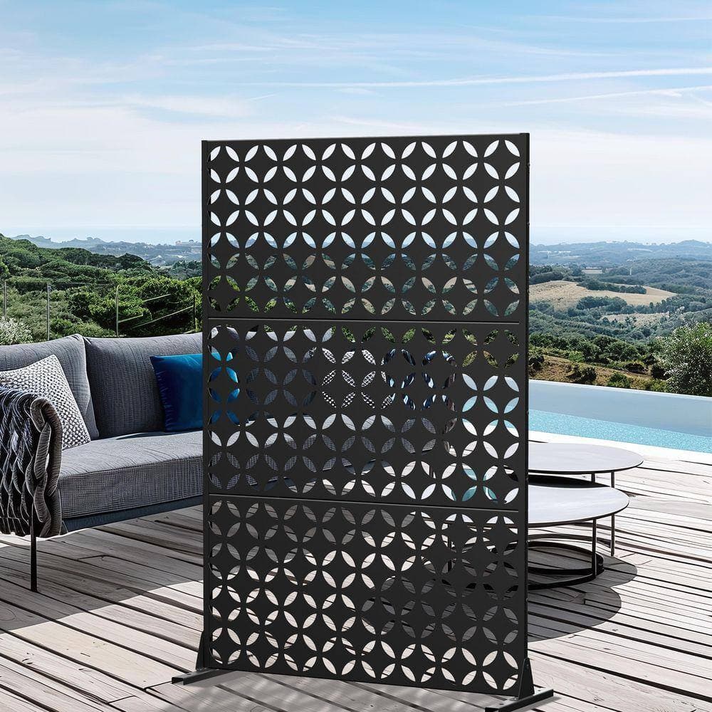 PexFix 72 in. x 47 in. Black Outdoor Metal Galvanized Privacy Screen Fence Garden Panels (2)