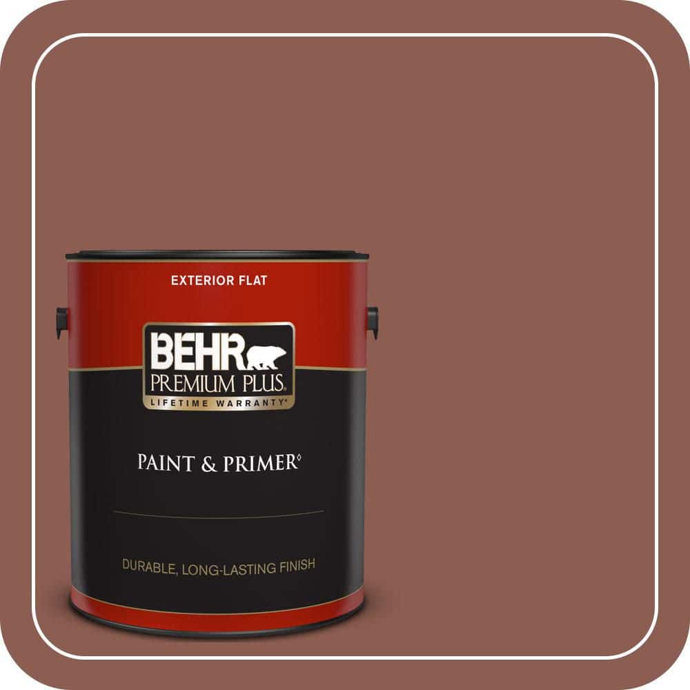BEHR PREMIUM PLUS 1 gal. #S170-6 Red Curry Flat Exterior Paint & Primer