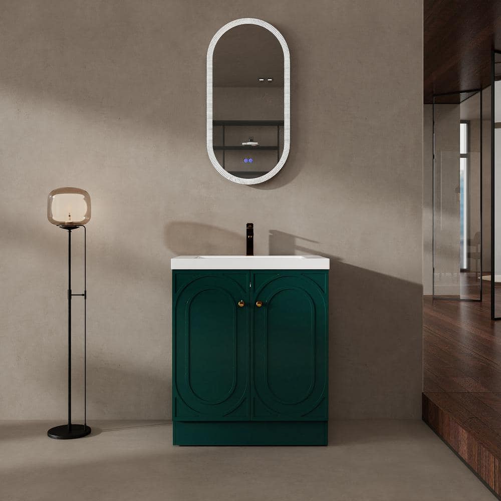 UPIKER Sheffield 29.13 in. W x 19.5 in. D Freestanding Bath Vanity Cabinet without Top in Light Dark Green Unassembled (2)