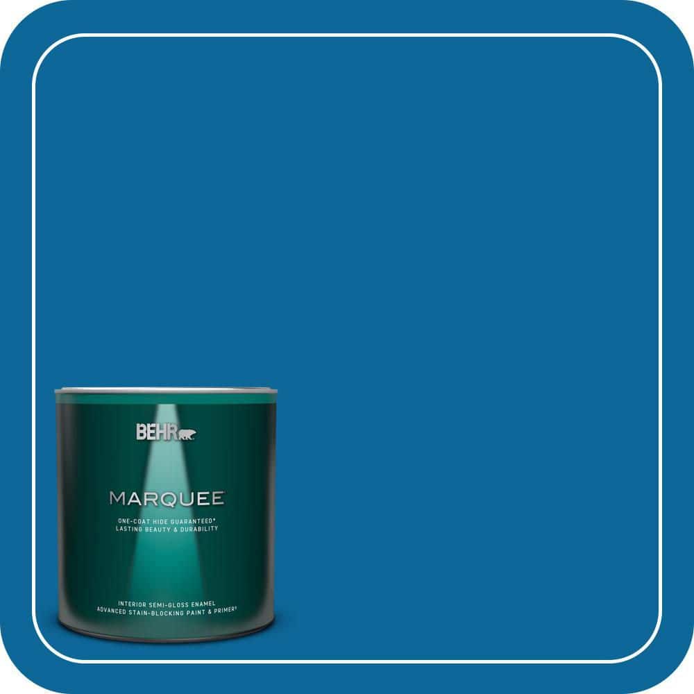 BEHR MARQUEE 1 qt. #MQ4-58 Mondrian Blue One-Coat Hide Semi-Gloss Enamel Interior Paint & Primer