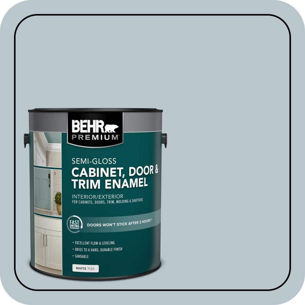BEHR PREMIUM 1 gal. #N480-2 Flowing Breeze Semi-Gloss Enamel Interior/Exterior Cabinet, Door & Trim Paint