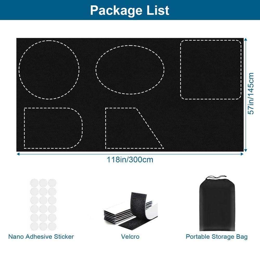 Angel Sar 118" x 57" 100% Blackout Curtains for Bedroom, No Drill Window Shades DIY Window Blinds with Stickers & Tabs for Baby (3)