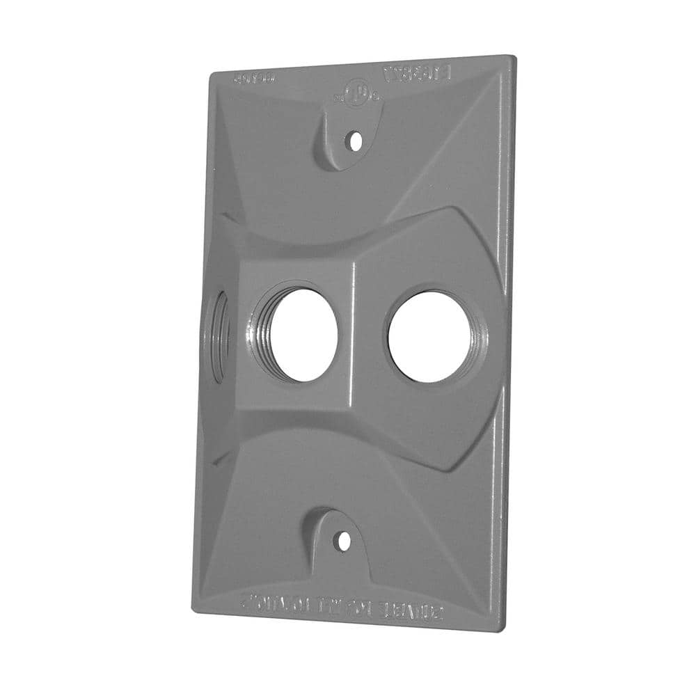 Commercial Electric 1-Gang Metal Weatherproof Electrical Lamp Holder Cover with (3) 1/2 inch Holes, Gray (3)