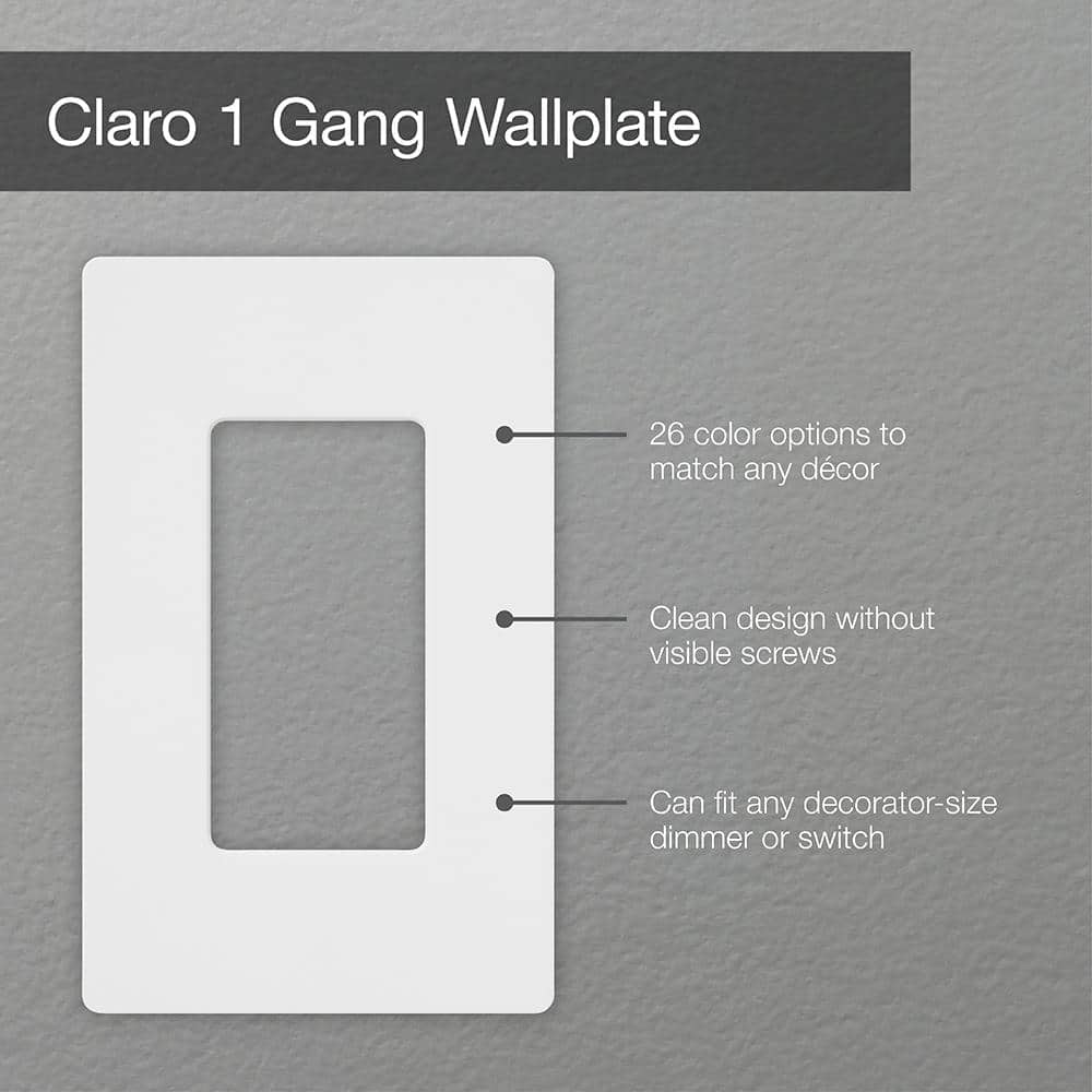 Lutron Claro 1 Gang Wall Plate for Decorator/Rocker Switches, Gloss, Ivory (CW-1-IV) (1-Pack) (2)
