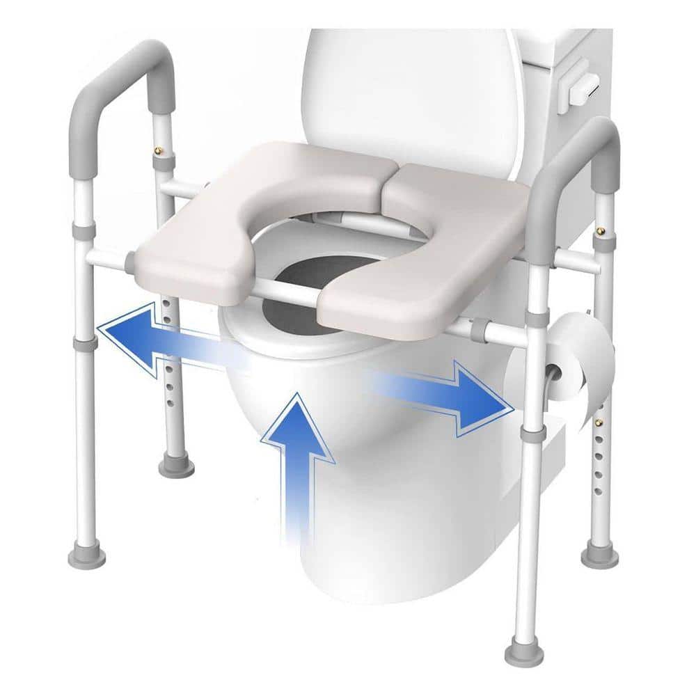 Lynzavix 22 in. W x 18 in. L Adjustable Height and Sturdy Elevated Toilet Seat with Durable Non-slip Handles, Padded for Senior