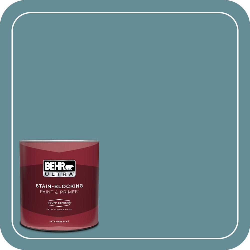 BEHR ULTRA 1 qt. #S450-5 Oarsman Blue Extra Durable Flat Interior Paint & Primer