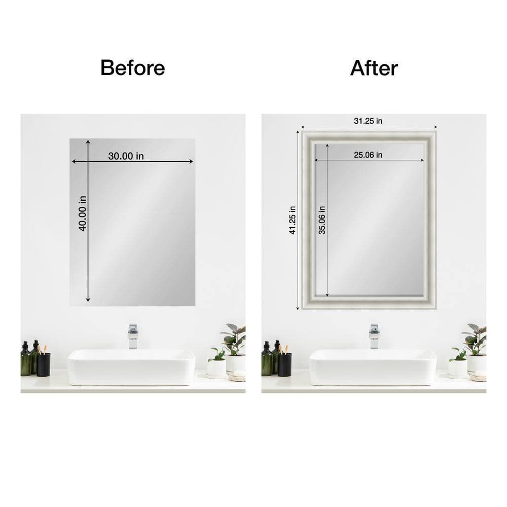 Amanti Art Mirror Makeover Parlor White 41.25 in. W x 31.25 in. H Bathroom Mirror Frame Border Kit-Fits a 40x30 mirror (3)